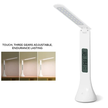 

Table Lamp Dimmable Bendable USB Powered Touch Sensor Control LED Desk Lamp Calendar Temperature Alarm Clock Table Night Light
