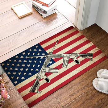 

Rifle American American American American Flag Independent Arms Struggle Flag DoorMat Outdoor Indoor Bathroom Rug