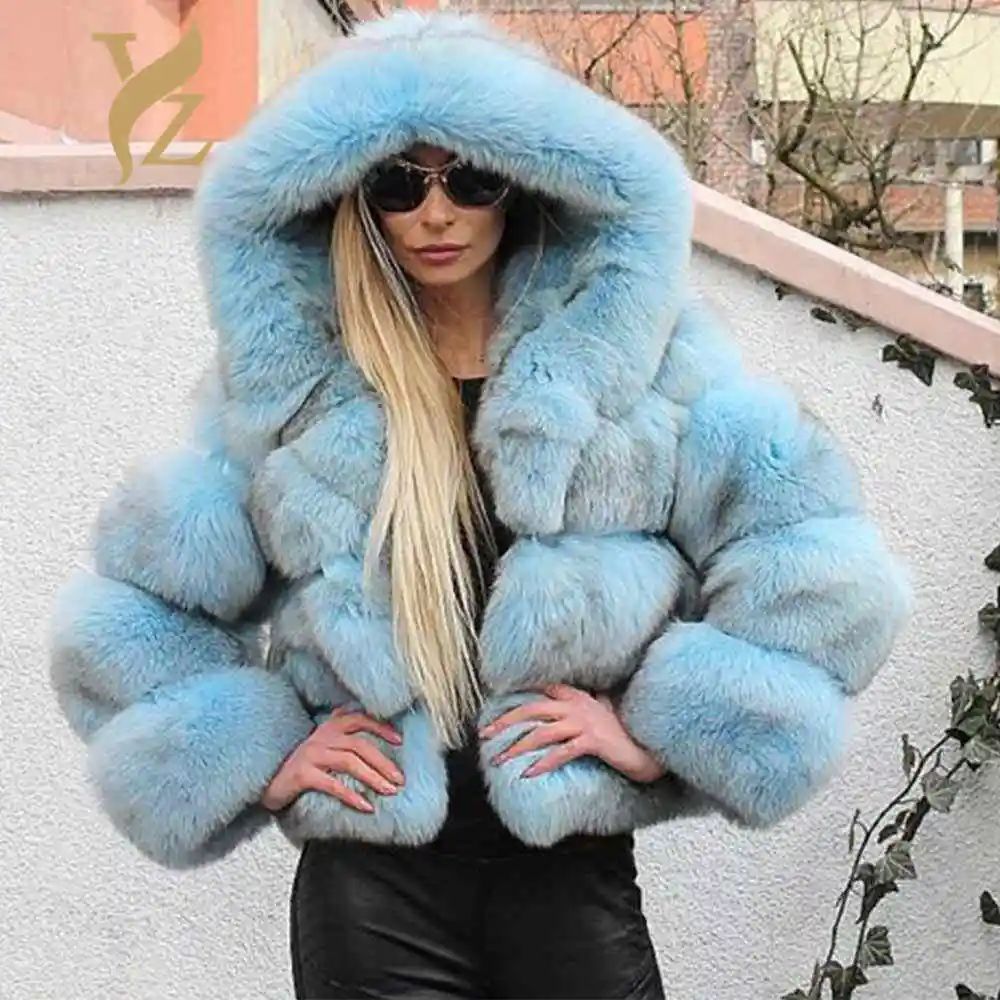 YZ. FURTURE натуральное пальто из лисьего меха зимняя меховая куртка с капюшоном из натурального Лисьего меха пальто для женское утепленное плотное женское настоящий куртка