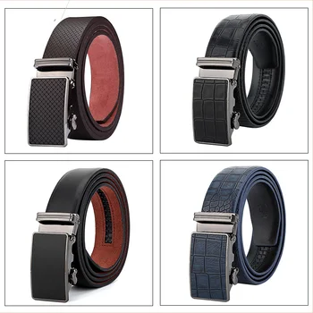 

2019 Western Belt Men Leather Ratchet Belt with Steel Automatic Buckle Genuine Leather Belts for Men Men Designer Belts Harajuku