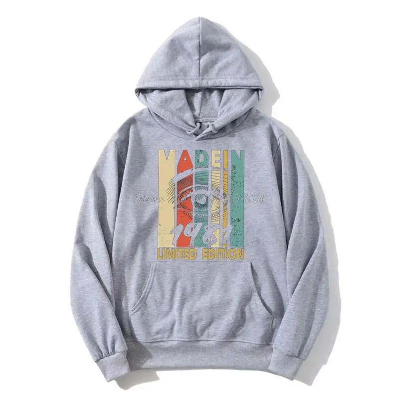 Stilvoller Herren-Kapuzenpullover im Retro-Stil, hergestellt im Jahr 1981, Geburtstagsgeschenk, Unisex, Herren-Fleece-Hoodies, Kapuzenpullover, Harajuku-Streetwear – Detail 3