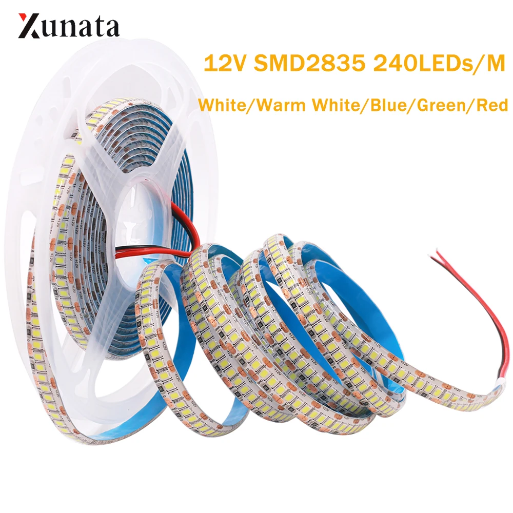 #Best DC12V 5M LED Strip Light Flexible LED Tape SMD2835 240LEDs M Waterproof LED Ribbon Decoration White Warm White Blue Green Red