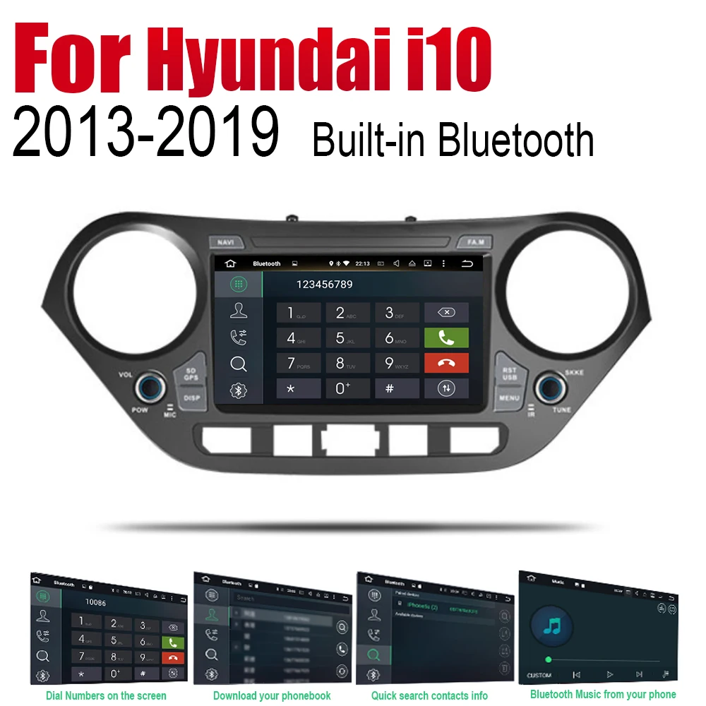 Android Автомобильная магнитола Стерео gps навигация для hyundai i10 2013 wifi 2din Автомобильная магнитола стерео Мультимедиа