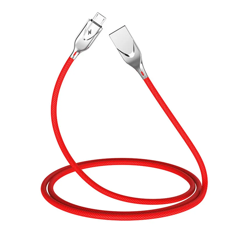 2.1A USB кабель для быстрой зарядки из цинкового сплава для samsung Galaxy type C, кабель для передачи данных, код для huawei Xiaomi, нейлоновый Micro USB шнур для зарядного устройства