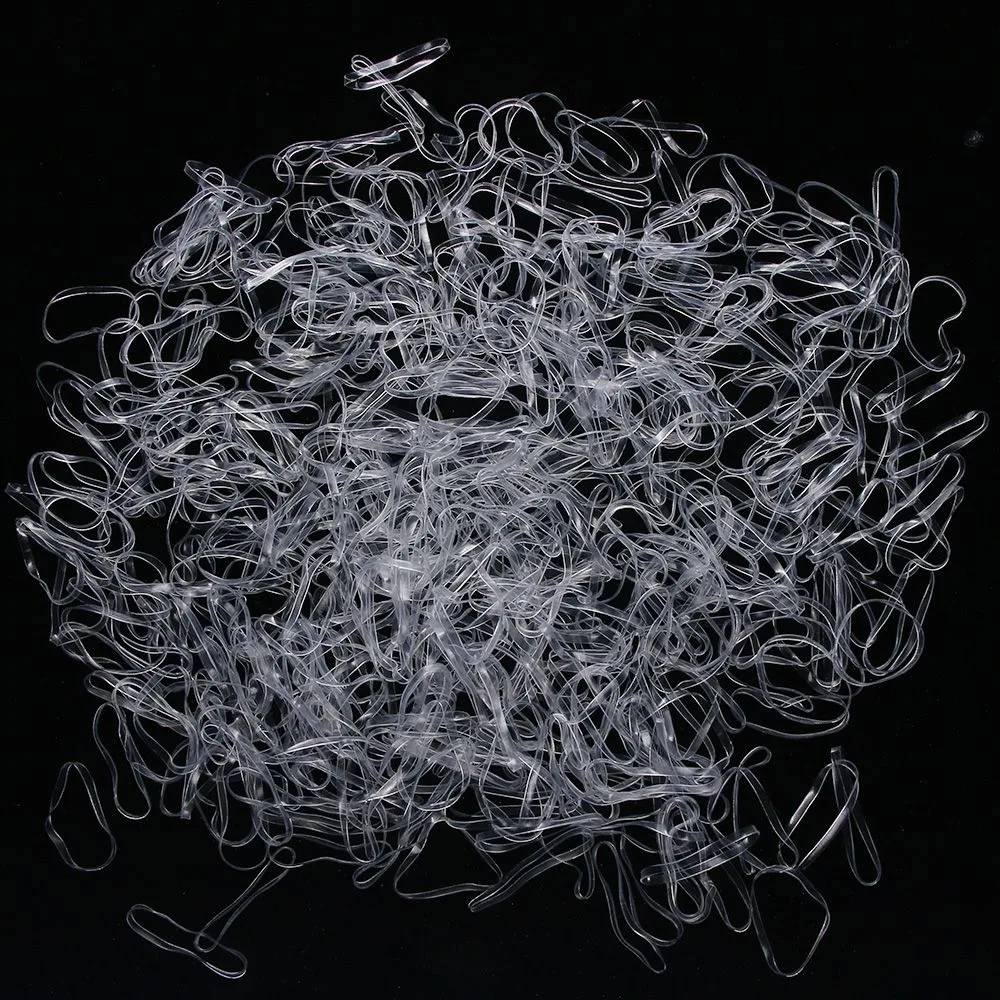 White 1mm Hair Rubber Cord Rubber Band Transparent Clear Ponytail Holder Elastic Rubber Hair Rope 500 Pcs/bag