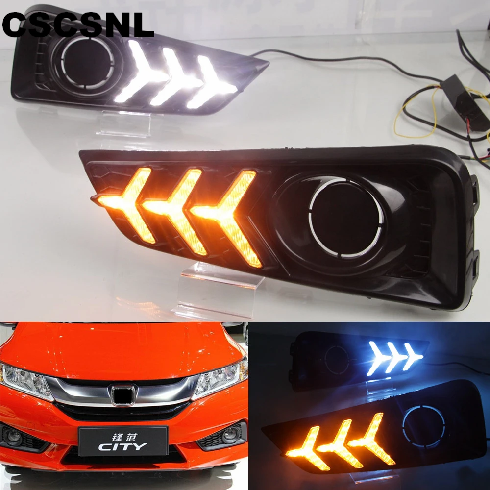 CSCSNL 1 пара LED для Honda City Grace 2015 2016 2017 дневной ходовой светильник желтое реле сигнала