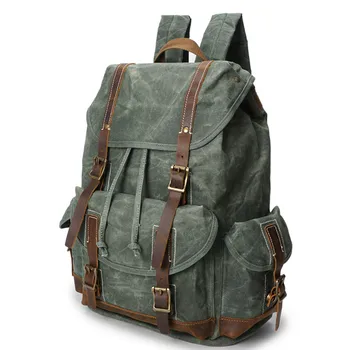

Luxury Backpack Men Bagpack Canvas Backpack Men's Bag Men's Backpack Retro Waterproof Travel Bag Outdoor Backpack Bookbag Black