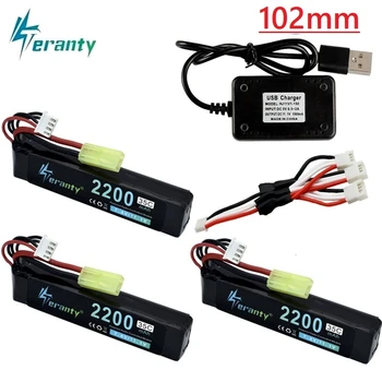 

102mm 3S Water Gun Lipo Battery 11.1V 2200mAh 35C with T / Tamiya Plug for Mini Airsoft BB Air Pistol Electric Toys Gun RC Parts