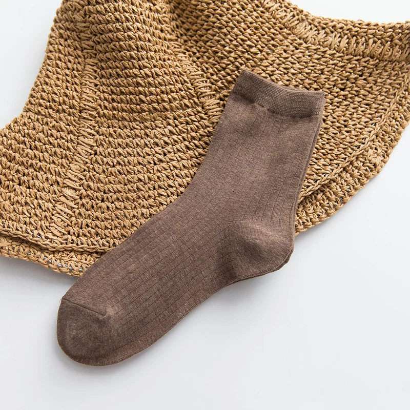 1 пара осенних милых полосатых носков, женские модные хлопковые носки в стиле Харадзюку ярких цветов, толстые теплые забавные полосатые носки - Цвет: Слоновая кость