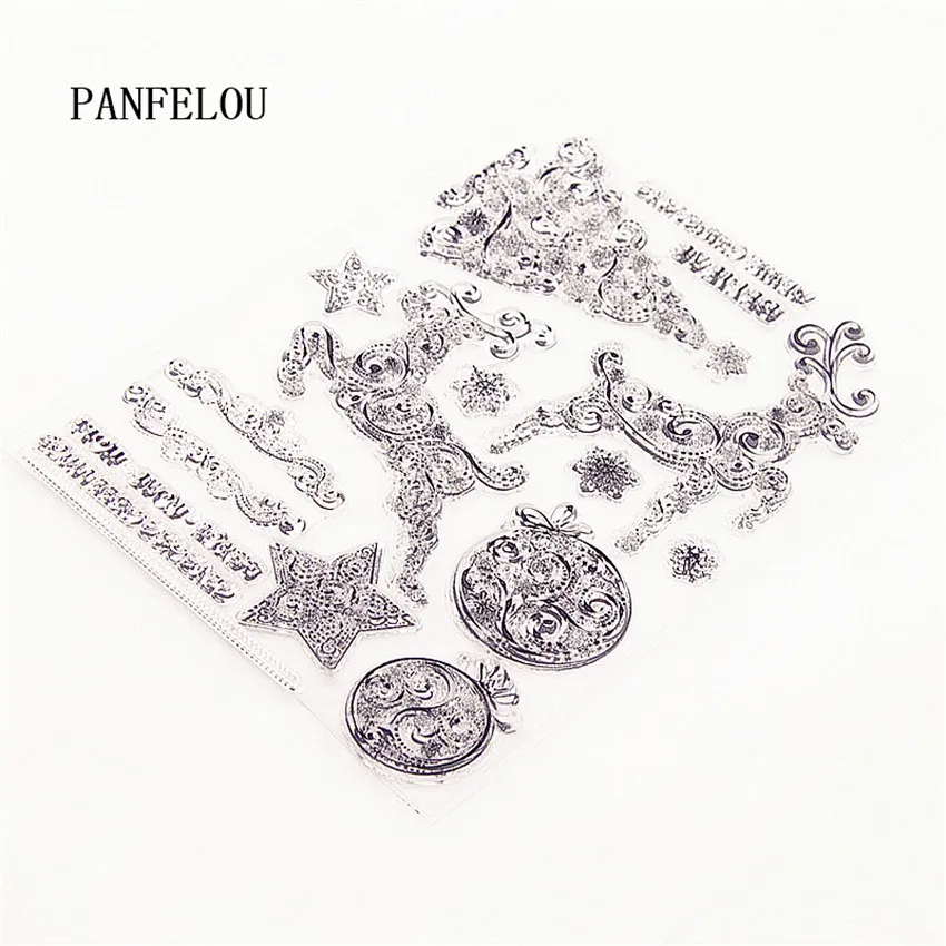 PANFELOU 13x18 см Пасхальный олень дерево звезды Прозрачная силиконовая резина