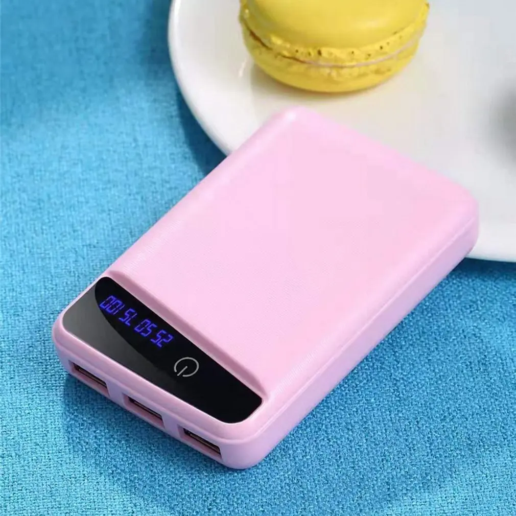 5V 1A 7X18650 DIY Мощность банк чехол 3USB Батарея в виде ракушки Коробка Чехол DIY KIT Цифровой ЖК-дисплей Дисплей оболочки Батарея Зарядное устройство Коробка Чехол - Цвет: Pink