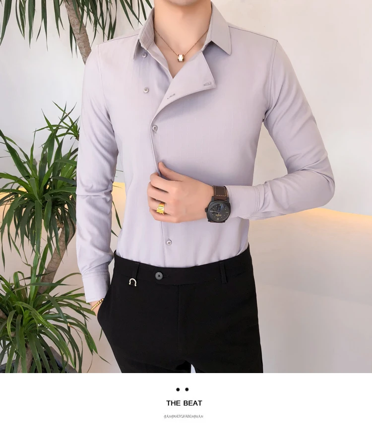 Высококачественная Однотонная рубашка, Брендовое Новое приталенное мужское платье, Однотонная рубашка с длинными рукавами, мужские рубашки Camisa Masculina, одежда для смокинга