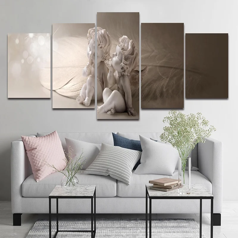 

Nordic Family Decoration Posters Hd Printing Five Pieces Simple Cute Little Angel Canvas Painting Pictures Wall Art for Room