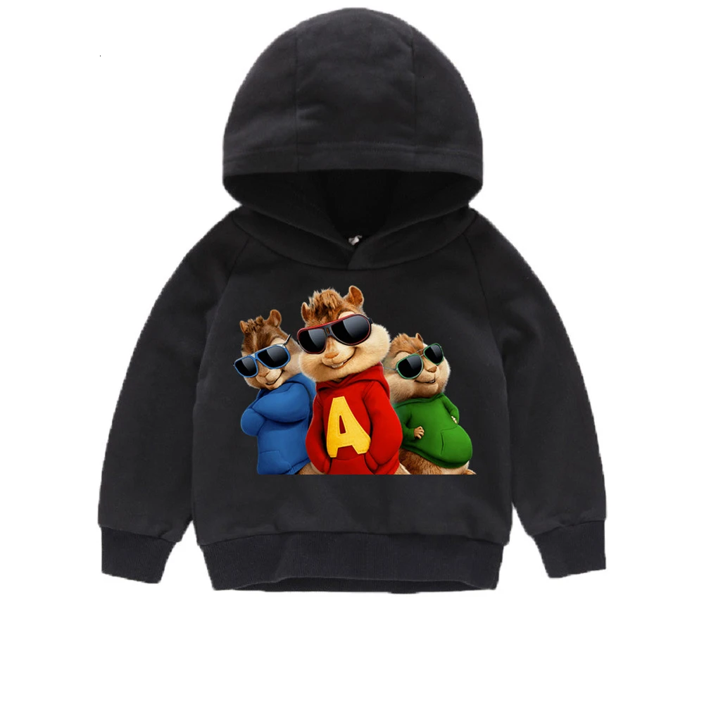 as picture Зимняя толстовка с капюшоном и принтом «Alvin And The Chipmunks», забавные детские топы с круглым вырезом для мальчиков и девочек, детские топы с героями мультфильмов - Цвет: as picture