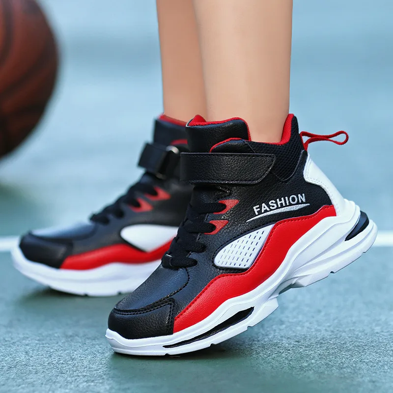 Детские баскетбольные кроссовки с высоким берцем дышащая Уличная обувь прочный спортивная обувь нескользящие