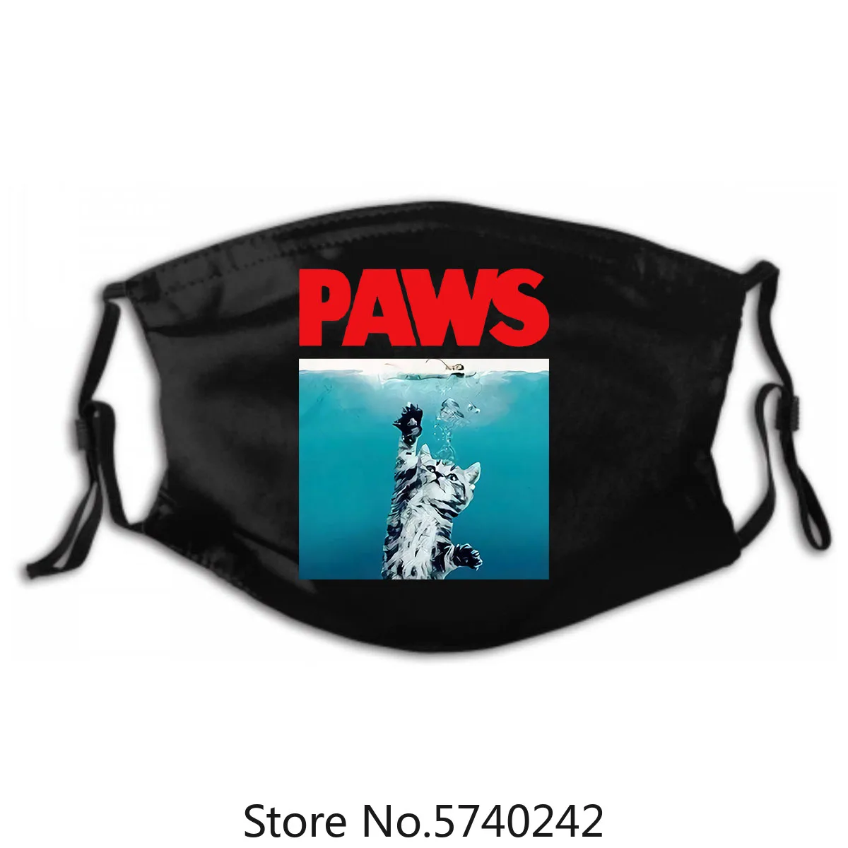 

Cats Kittens Movie Cool Gift Paws Funny Jaws Parody Present Retro Mask 490 Washable Reusable Mask with PM2.5 Filters 5 Layers