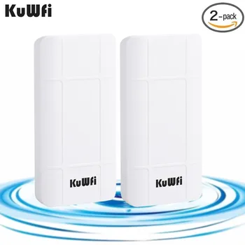 KuWFi-enrutador inalámbrico CPE para exteriores, 1KM, punto de acceso Wifi CPE, WDS, extensor de puente, Wifi, para cámaras IP, 2 uds.