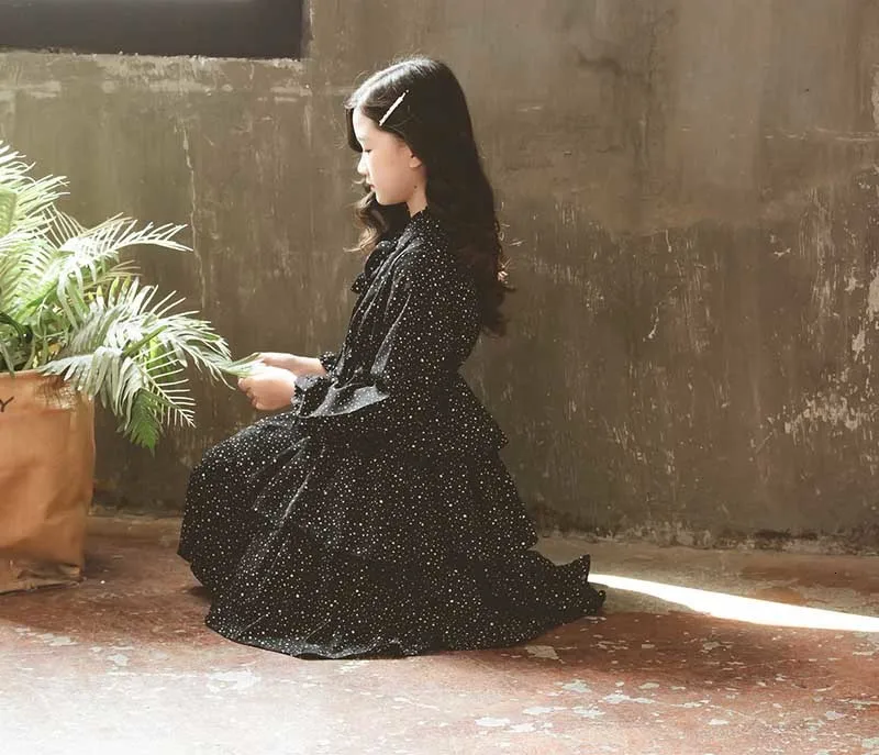 New 2019 Teen Kids Autumn Dress Black Winter Girls Dresses Fashion Children Baby Princess Dress Mother And Daughter Clothing (9)