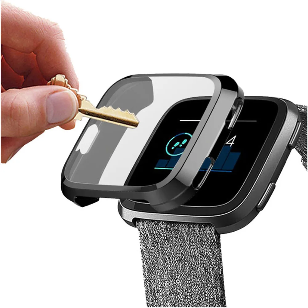Case For fitbit versa strap band screen protector cover All-inclusive ultra-thin soft frame watch Accessories for | Наручные часы