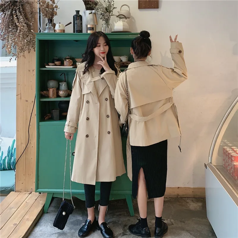 Autumn Outer New Style Fashion Korean-style Versatile Loose Retro British Style Coat Popular Short-height Trench Coat Women