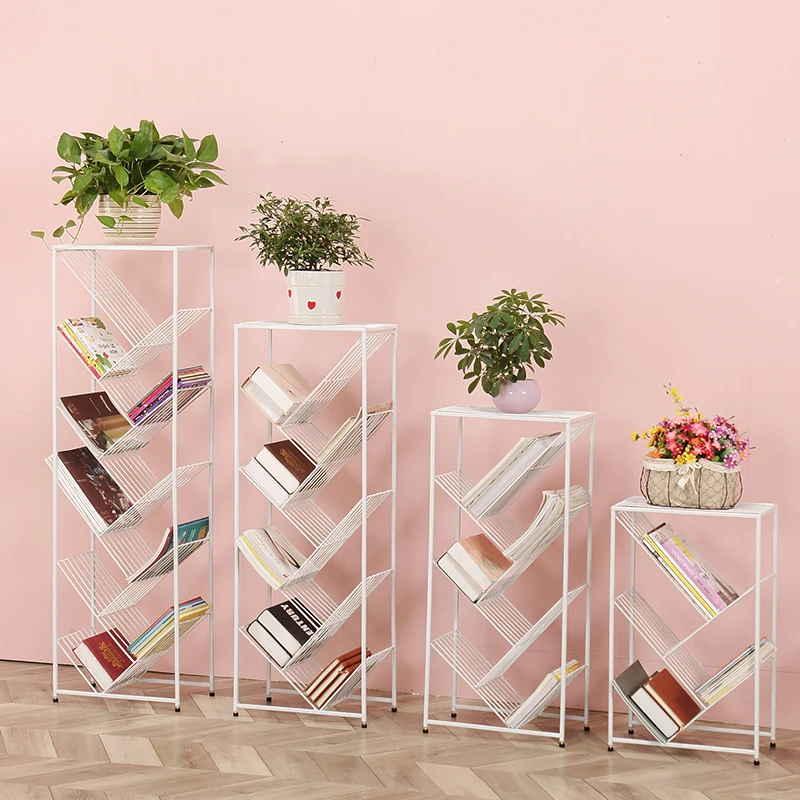 

bookshelf contains the multi-layer landing flower rack of Tieyi. Children and students save the space tree newspaper rack.