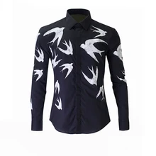 Высокое качество, новинка, креативный принт, ласточка, мужские рубашки, европейская, американская мода, мужская рубашка, для отдыха, бизнес, с длинным рукавом