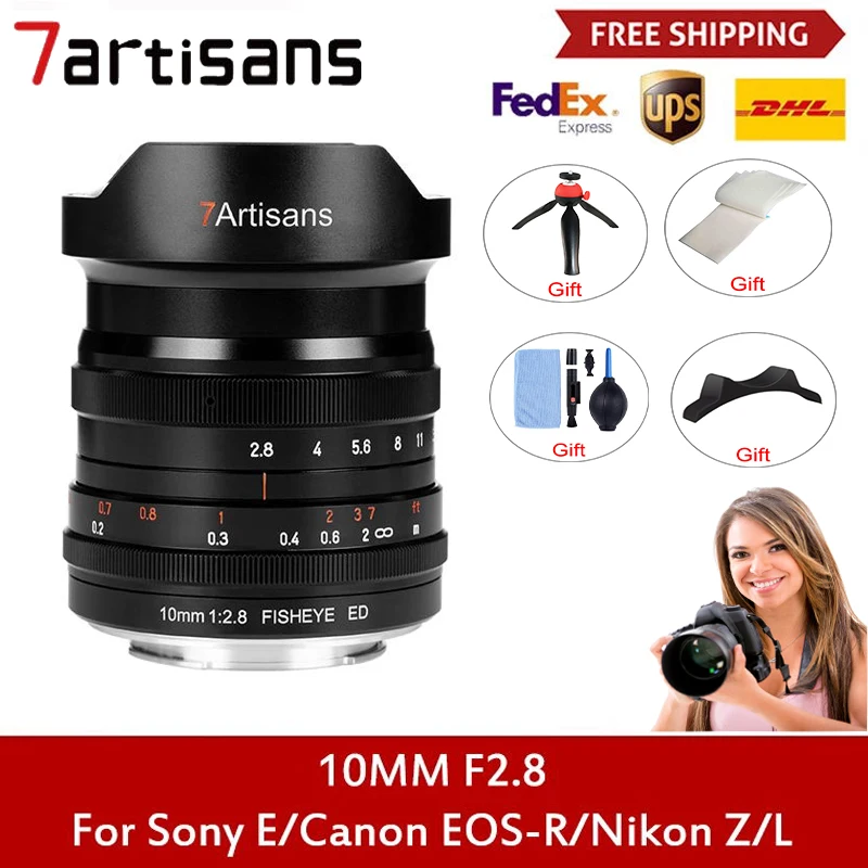 7artisans 10mmF2.8 полноразмерные ультра широкие Объективы рыбий глаз для Sony E A6400/Canon RF/