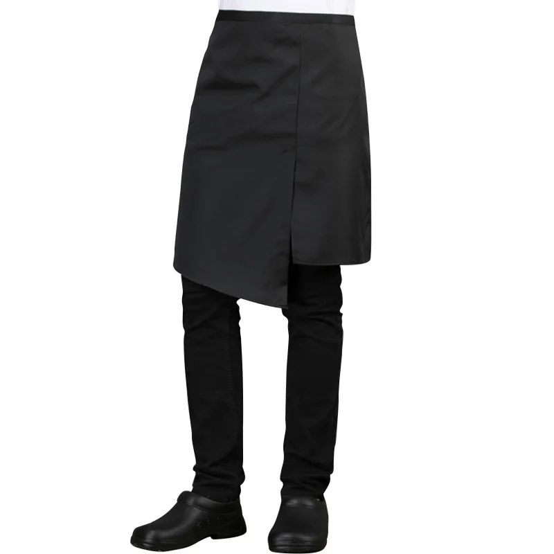 Хит, Мужской фартук, рабочая одежда для шеф-повара, одежда для ресторана, одежда для шеф-повара, прочный женский фартук для приготовления пищи, выпечки, полубоди, фартук, платье - Цвет: Black