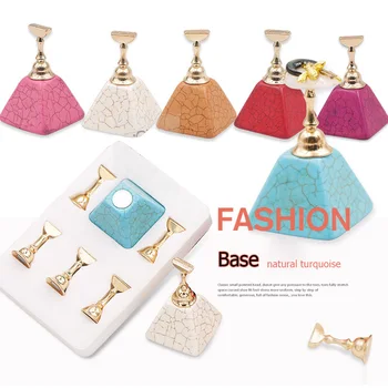 

1 Set New Manicure Turquoise Crack Base Strong Magnetic Practice Alloy Nail Tips Display Stand Gel Polish Showing Shelf Tool