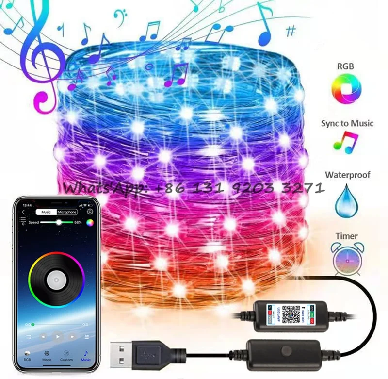 

Новая светодиодная гирлянда USB для украшения рождественской елки, умная светодиодная гисветильник s Happy Christmas, управление через приложение, умсветильник