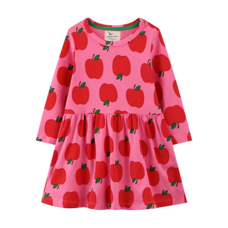 night dress Jumping Meters New Princess Girls Dresses With Floral Embroidery Fashion Kids Girls Dress Cotton Autumn Winter Cat Baby Clothes top Dresses Dresses