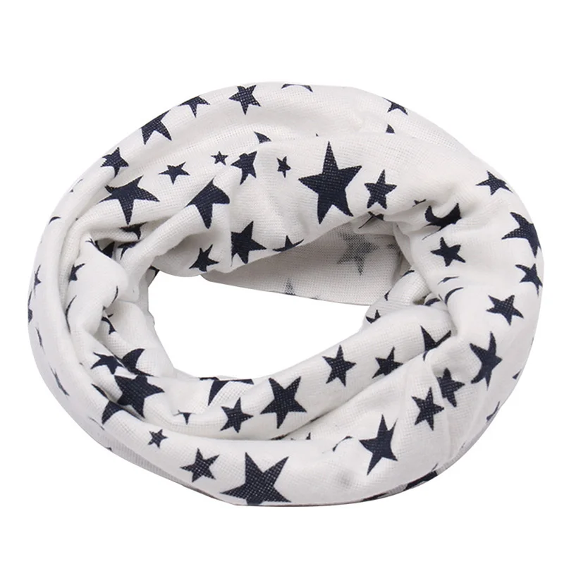 

2019 Autumn Winter Long Warm Star Print Children Scarf Snood Outdoor Neck Warmer O Ring Scarf For Kids Baby Cotton Ring Scarf