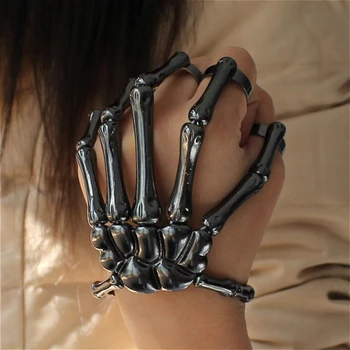 Halloween Bracelet For Women Gothic Punk Hand Skull Skeleton Elasticity Adjustable Bracelet Bangles Femme Party Accessories
