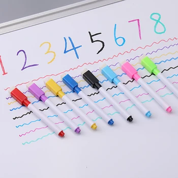 

8Pcs/lot Color Marker Blackboard School Whiteboard Pen Dry Teacher supplies Markers Built In Eraser Student Child's Drawing Pen