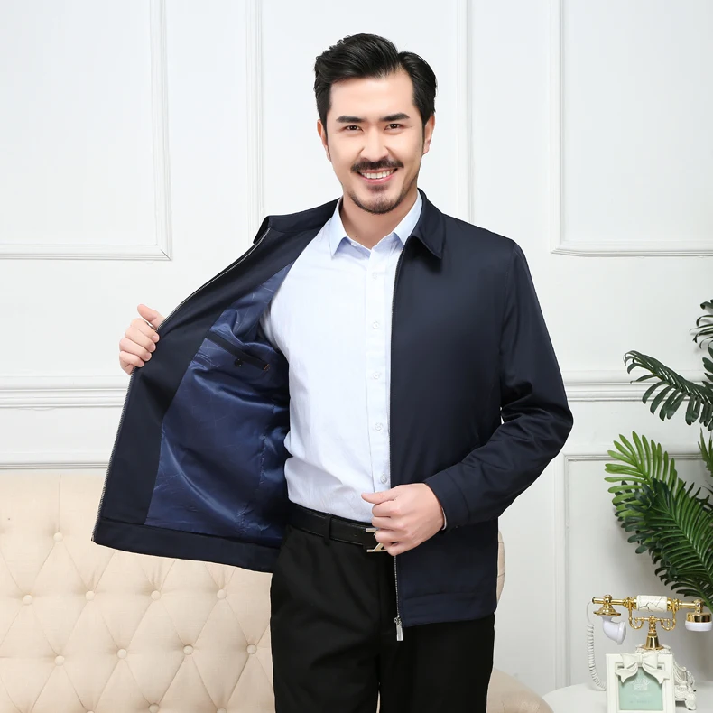 Mu Yuan Yang, Новинка осени, мужская куртка на молнии, деловая Повседневная приталенная куртка с отворотом, высокое качество, классический стиль, M-4XL