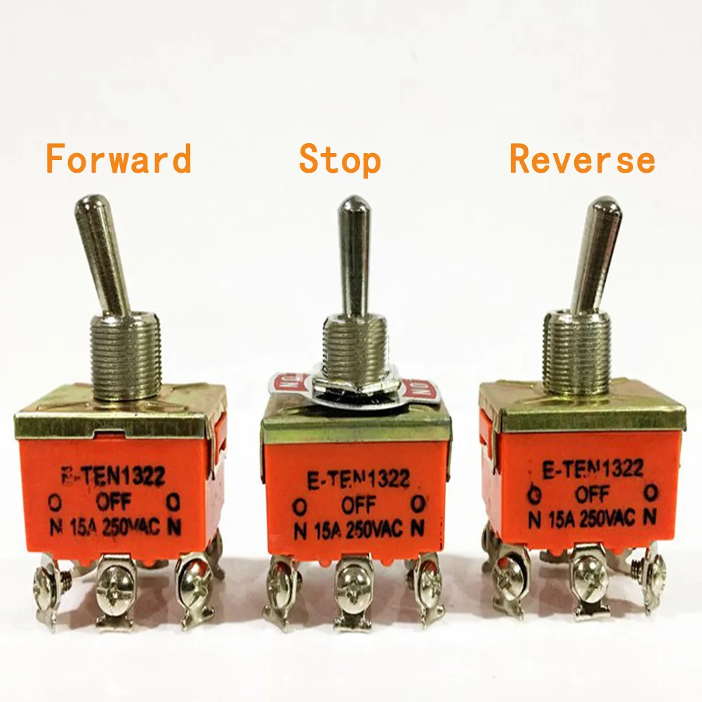 5pcs DPDT 6 Pin 3 Position Toggle Switch Hand Control Valve ON-OFF-ON Mini Toggle Switch with 12mm Mounting Hole 250V 15A