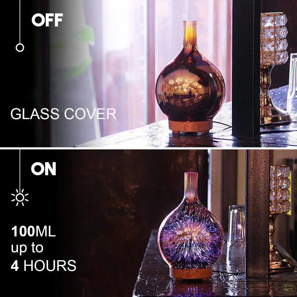 Beste Elektrische Luchtbevochtiger Stardust Olie Diffuser Glas Kleurrijke Vaas Luchtbevochtiger Thuis 3D Mini Aromatherapie Machine Nachtlampje Hot