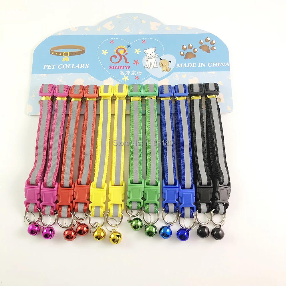 

72pcs/lot Dog Puppy Cat Collar Pet Reflective Safety Adjustable Collar Pet Collar free shipping
