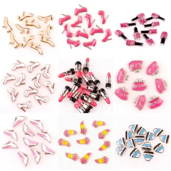 

40Pcs/Lot Beautiful Lipstick And High heels Floating Charms Making Shopping Bag Women Party Gift Locket Jewelry