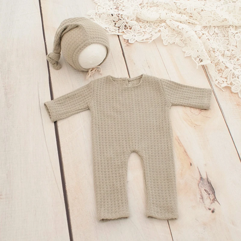 Newborn Photography Props Outfit +Hat Set Fotografia Roupa New Born Baby Boy Girl Romper Accessories Clothes Studio Shoot Photo