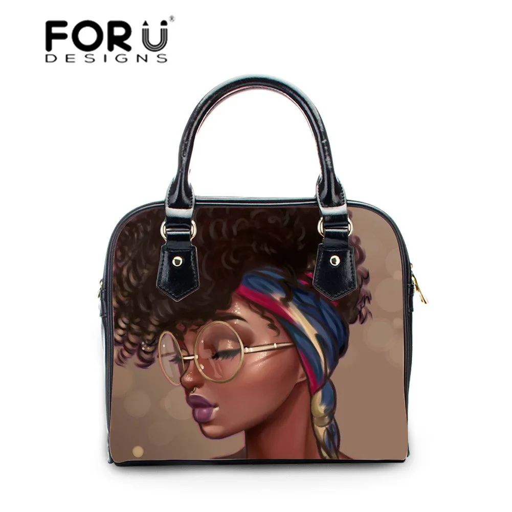 FORUDESIGNS сумки-мессенджеры на плечо для женщин, черные королевские африканские дизайнерские роскошные сумки для девушек, женские Сумки из искусственной кожи с ручками сверху
