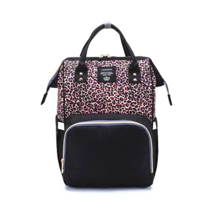 rose Leopard Модная сумка для подгузников для мам, брендовая Большая вместительная детская сумка, рюкзак для путешествий, дизайнерская сумка для ухода за ребенком - Цвет: rose Leopard