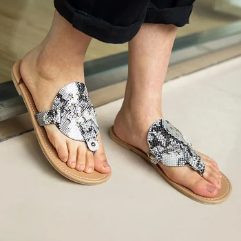 

Rimocy Sexy Snake Print Clip-Toe Beach Flip Flops Women Vintage Hollow Out Flat Heel Summer Shoes Woman 35-43 Casual Slippers