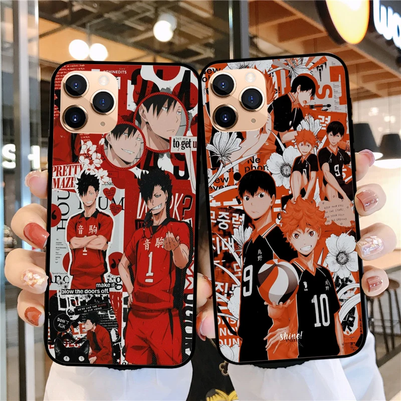 Черный Силиконовый ТПУ чехол для телефона с Аниме Haikyuu Hinata iPhone 11 Pro Max 6 7 8 Plus 12 SE 2020 5