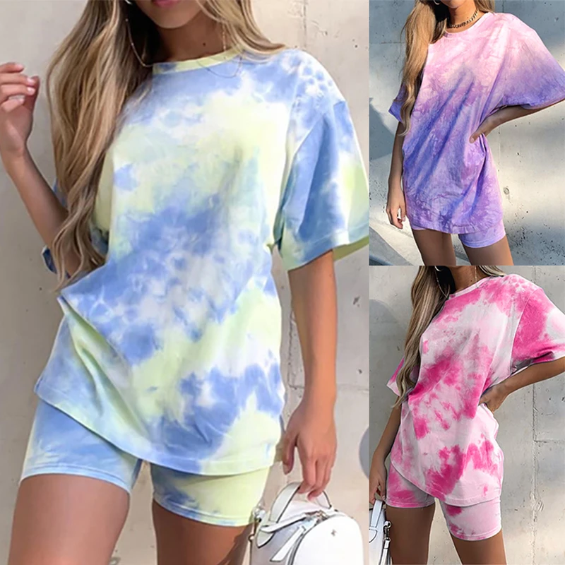 Tie Dye Oversized Long Shirts Women Short Sleeve Casual Tops Plus Size Summer Round Neck Fashion Female Tops T Shirt Tie Dye Oversized Long Shirts Women Short Sleeve Casual Tops Plus Size Summer Round Neck Fashion Female Tops T Shirt