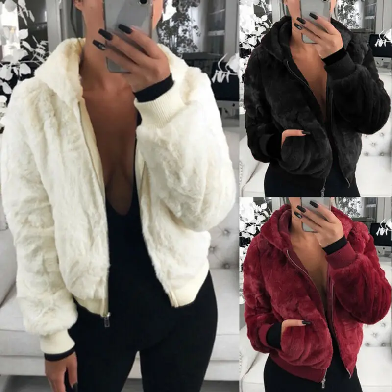 Most effective Women Ladies Long Sleeve Slim Pocket Zipper Short Clothing Fluffy Cropped Coat Jackets Faux Fur Win