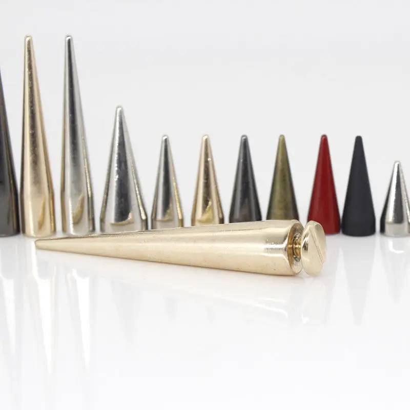Description Picture 5 of item10pcs Solid Metal Screwback Cone Studs Bullet Spike Long Punk Rivets for DIY Leather Craft Bag Garment Clothing Shoes Decor