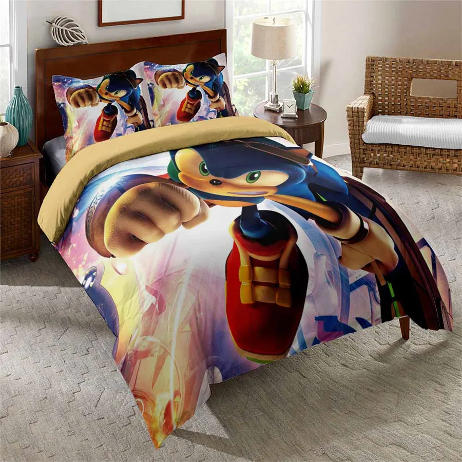HELENGILI 3D комплект постельного белья Соник принт пододеяльник набор постельное белье с наволочкой кровать набор домашнего текстиля# SONIC08