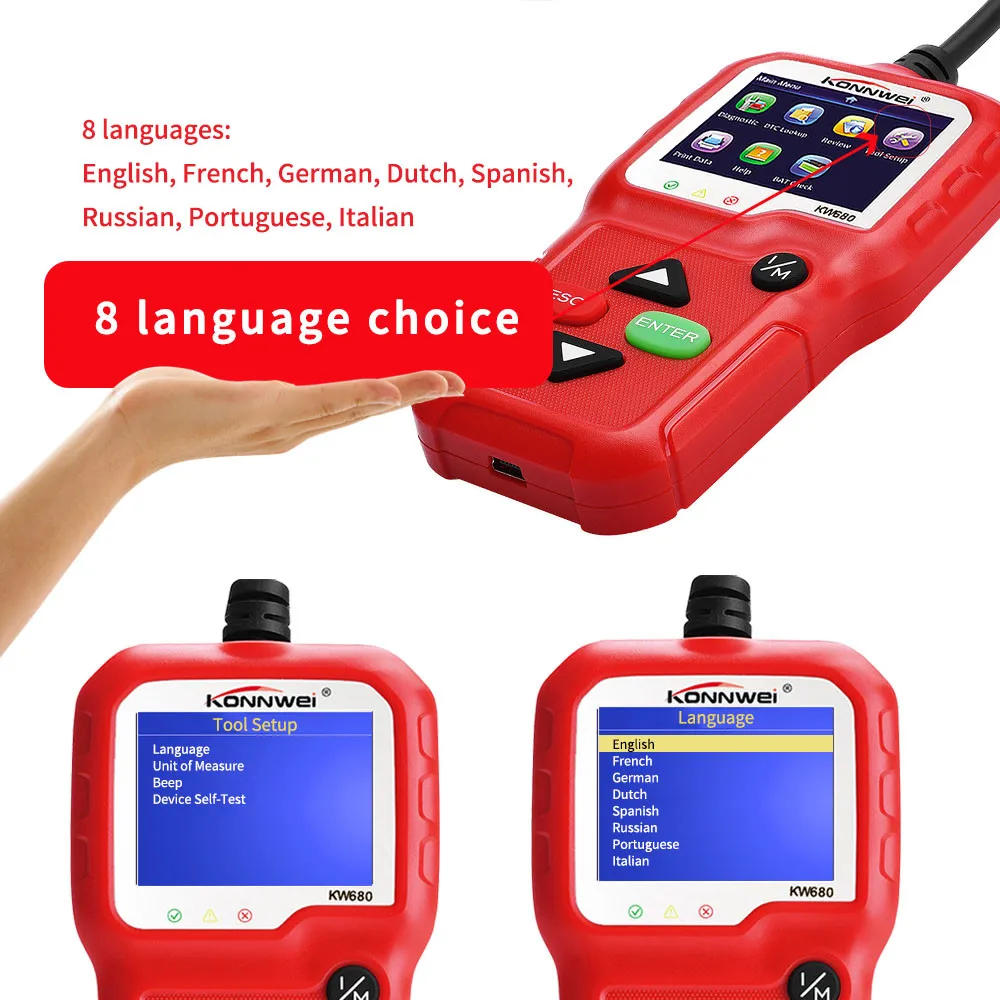 KW680 OBD2 устройство считывания кодов неисправностей двигателя автомобиля диагностический инструмент автомобильного сканера инструмент проверки ключа автомобиля программист