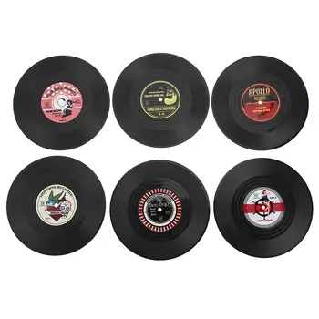 

6Pcs Vinyl Record Drink Coaster Table Placemats Coffee Mug Cup Coasters Heat-resistant Non Slip Pads Table Mats